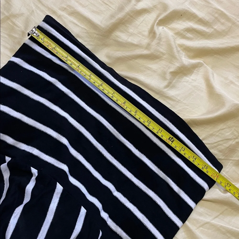 Silver, white and black striped convertible tube top dress or drop waist slit